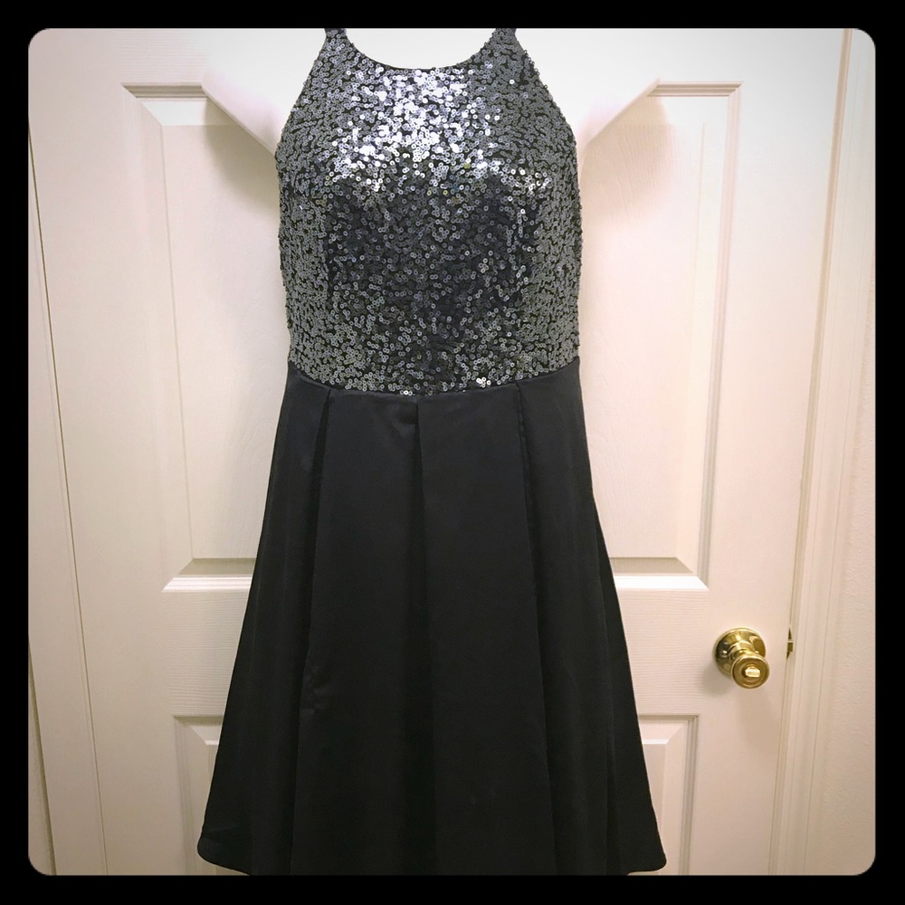 TORRID formal halter dress, black sequins
